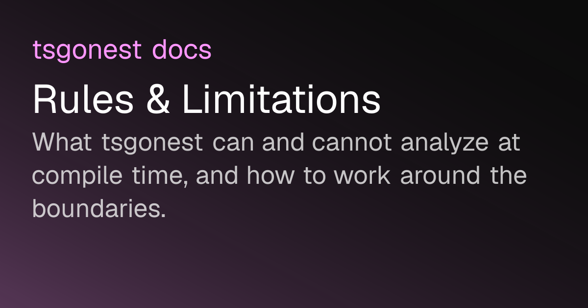 Rules & Limitations | tsgonest docs